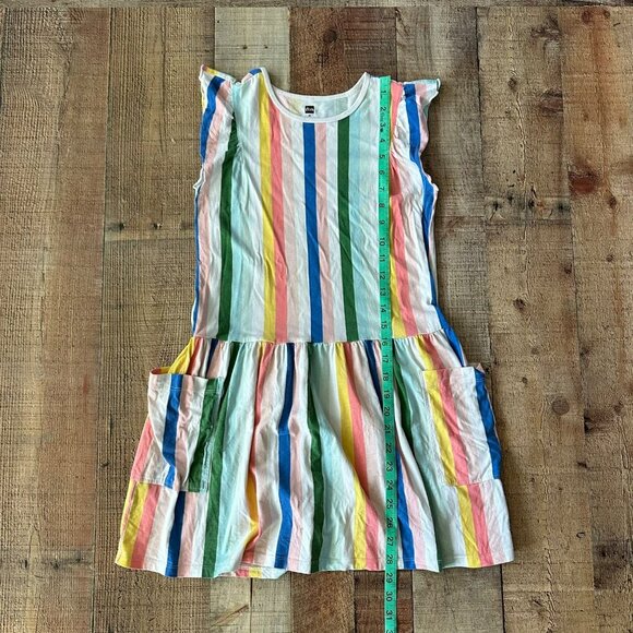 Tea Collection Girls Size 14 Colorful Stripe Ruffled Dress With Pockets - Picture 6 of 8